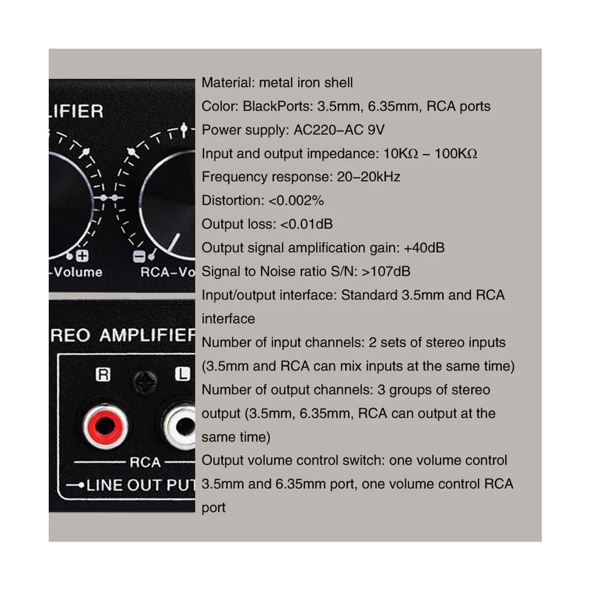 

Front Stereo Signal Amplifier, Volume Booster, Headphones, Active Speaker Preamp Audio Amplifier