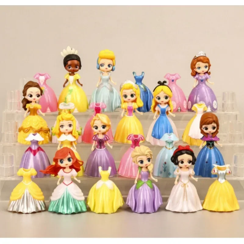 

Disney Princess Frozen Figure Toys Mermaid Alice Snow White Belle Cinderella Tangled Ariel Dress Changeable Action Figure Toys