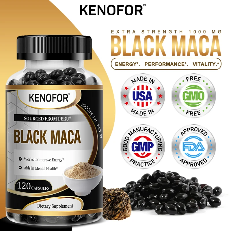 Pure Black Maca Capsule Supplement - Men's Health, Hormone Balance, Endurance, Anti-Fatigue, Energy and Focus Support
Pure Black Maca Capsule Supplement - Men's Health, Hormone Balance, Endurance, Anti-Fatigue, Energy and Focus Support
