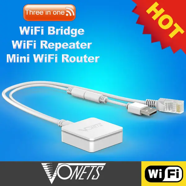 

VONETS 2.4GHz Wifi Router/Bridge WiFi Range Extender Signal Repeater Portable Ethernet cable RJ45 to WiFi for hotel VAR11N-300