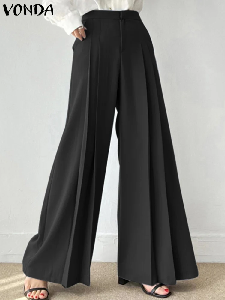 Fashion Long Trousers VONDA Elegant Casual OL Style Suit Pants Women High Waist Pockets Pleated 2023 Solid Color Wide Leg Pants
Fashion Long Trousers VONDA Elegant Casual OL Style Suit Pants Women High Waist Pockets Pleated 2023 Solid Color Wide Leg Pants