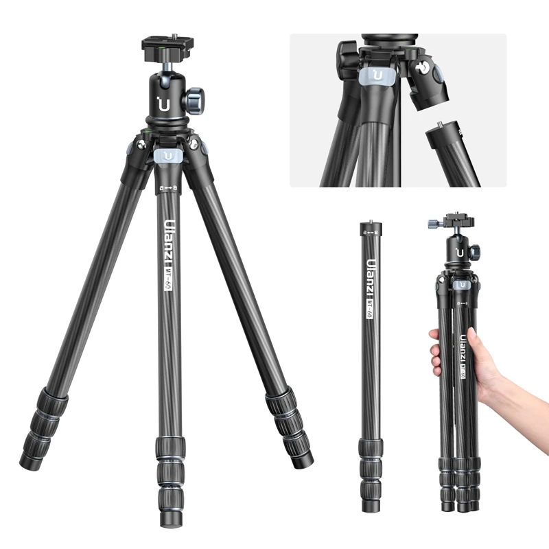 

Ulanzi MT-60 Carbon Fiber Alloy Travel Tripod Portable Outdoor Smartphone DSLR Camera Tripod Monopod Arca Swiss Plate Ball Head