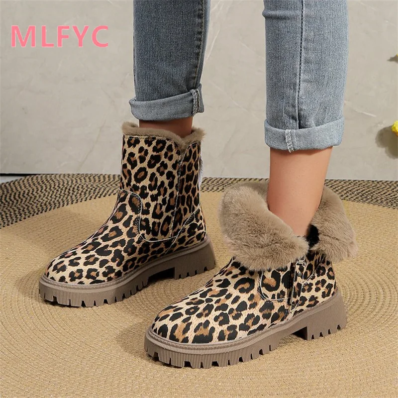 Winter New Thick Soled Snow Boots Women with Plush Thickened Fashionable Warm Cotton Shoes Women with Leopard Print Short Boots
Winter New Thick Soled Snow Boots Women with Plush Thickened Fashionable Warm Cotton Shoes Women with Leopard Print Short Boots