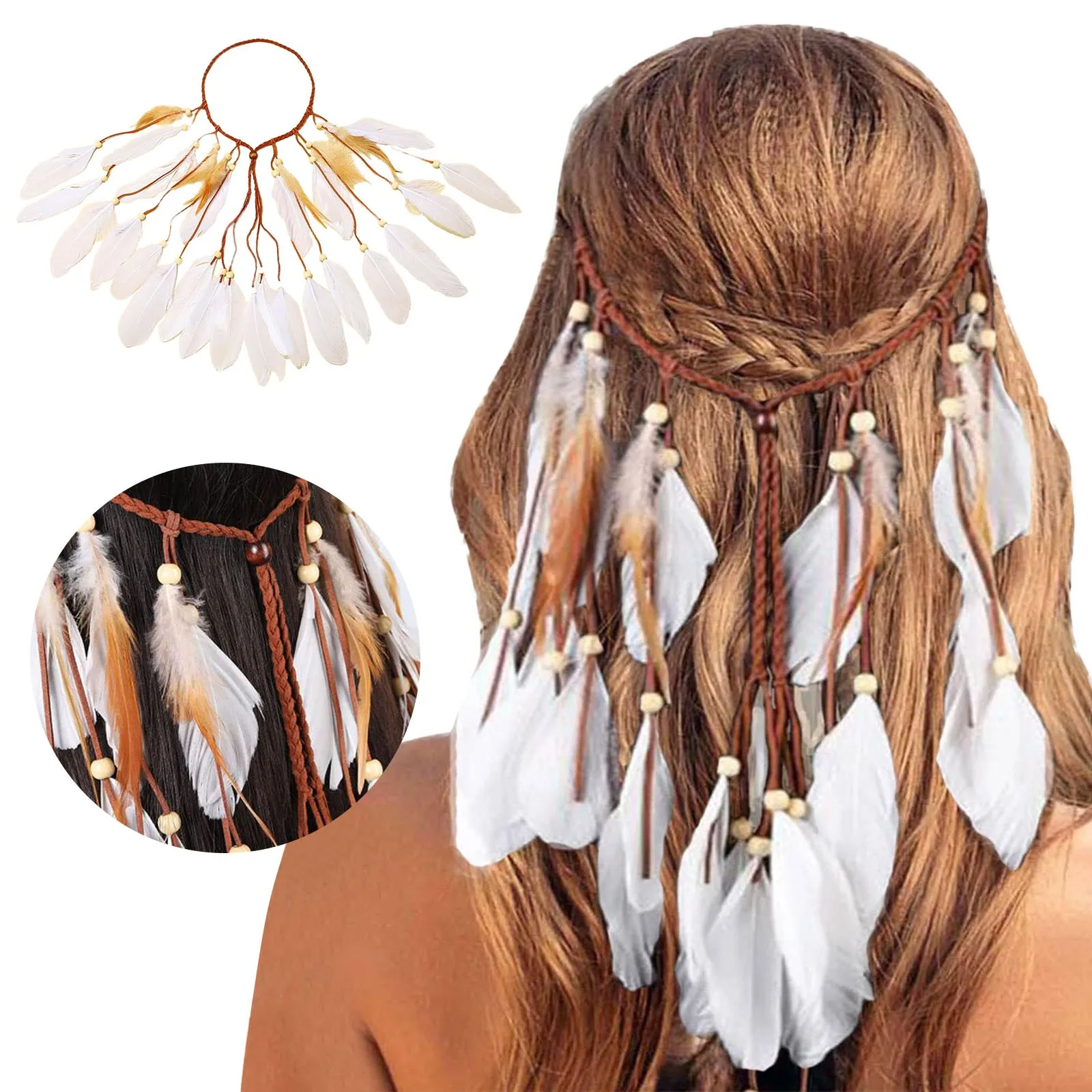 Women Feather Headband Boho Hippie Headdress Headpiece American Style Festival Party Hair
Women Feather Headband Boho Hippie Headdress Headpiece American Style Festival Party Hair