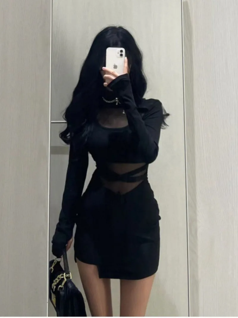 Pile Up Sleeves New Sexy Black Fishbone Dress Personalized Slim Women Dress Thin Gauze Perspective Wrap Around Buttocks F8Q3
Pile Up Sleeves New Sexy Black Fishbone Dress Personalized Slim Women Dress Thin Gauze Perspective Wrap Around Buttocks F8Q3