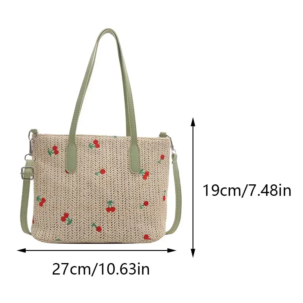 Cherry Straw Woven Tote - Multi-Way Raffia Summer Shopper Bag 12 S1d22b05d011844d49e6f1877797705540