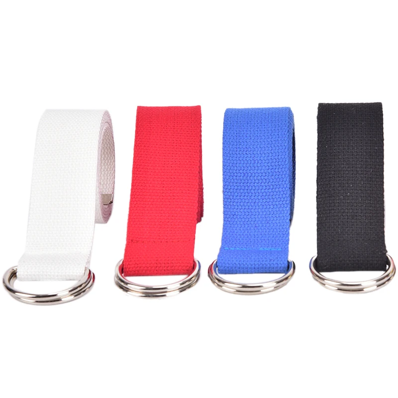 

High quality Casual 130cm Double D-Rings Nylon Canvas Stripes Buckle Waistband Outdoor Belts