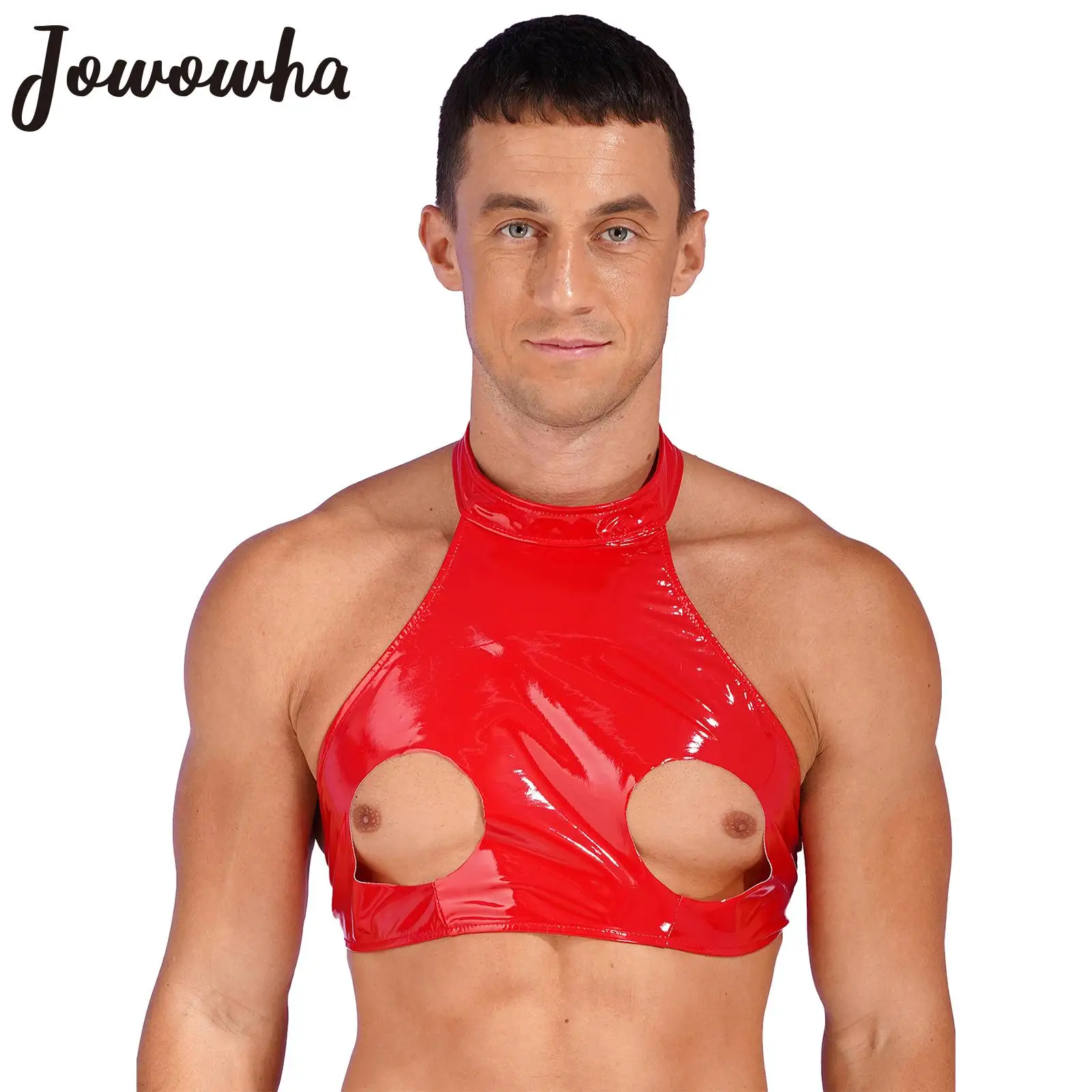 Mens Glossy Crop Top Wet Look Faux Leather Camisole Sleeveless Halter Neck Backless Open Bust Tank Tops Party Clubwear Nightwear
Mens Glossy Crop Top Wet Look Faux Leather Camisole Sleeveless Halter Neck Backless Open Bust Tank Tops Party Clubwear Nightwear