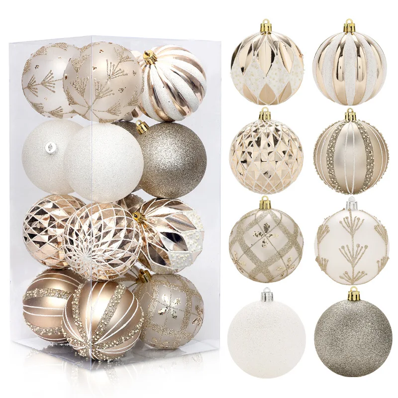

Рождественские елочные шары 16 шт. 6 см, большой Рождественский шар, шампань, украшения, набор украшений для рождественской елки, для дома