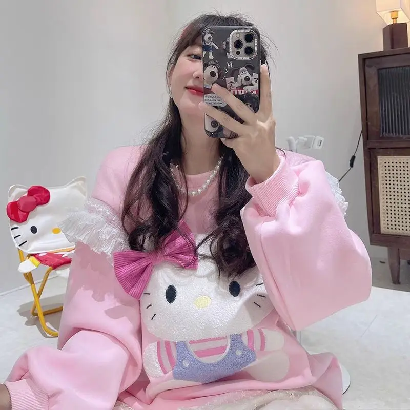 Hello Kitty Pullover Autumn Winter New Sanrio Loose Cartoon Print Sweatshirt Thick Round Neck Top Women Sweater Long Sleeve Top
Hello Kitty Pullover Autumn Winter New Sanrio Loose Cartoon Print Sweatshirt Thick Round Neck Top Women Sweater Long Sleeve Top