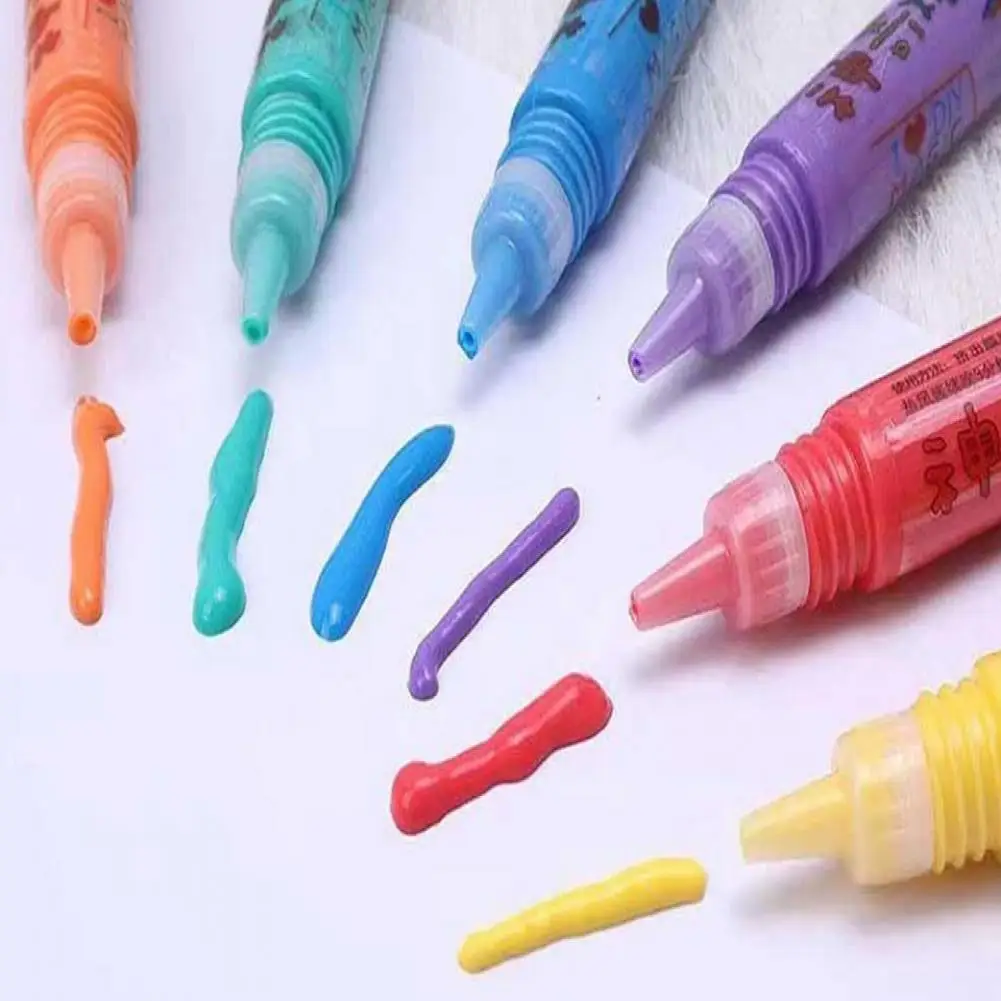 

12Pcs Puffy Pen 3D Printing Art DIY Bubble Popcorn Color Paint Drawing Pen Kit Ink Crayons Art DIY Watercolour Pencils Painting