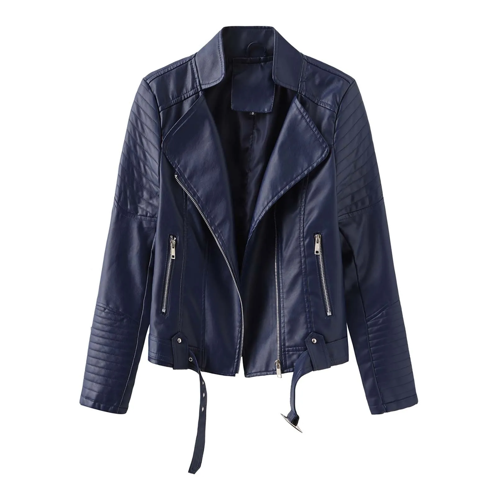 Women's Fashion Street Hipster Spring And Autumn Thin V Neck Solid Color With Belt Zipper Coat Lohas Time Casual Leather Jacket
Women's Fashion Street Hipster Spring And Autumn Thin V Neck Solid Color With Belt Zipper Coat Lohas Time Casual Leather Jacket