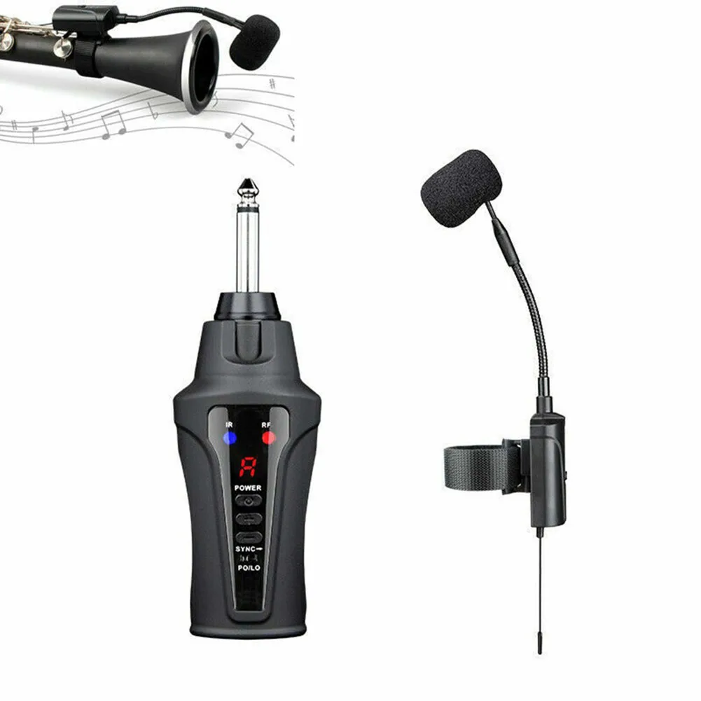 

UHF 16 Channels Wireless Instrument Microphone Condenser Mic Receiver And Transmitter System For Clarinet