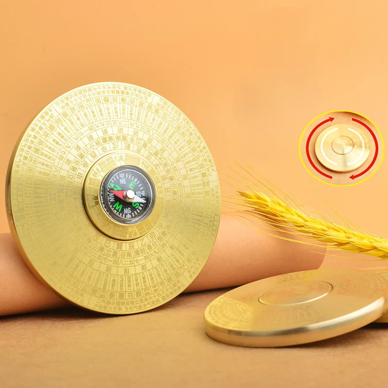 

6cm/8cm Solid Brass Compass Fidget Spinner Big Size Metal Hand Spinner Adult Stress Reliever Toys for Teen ADHD Fidget Toys