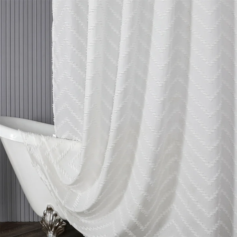 Boho Farmhouse Shower Curtain White Fabric Tufted Chevron Striped Textured & Waterproof Cloth with Hooks for Bathroom Home Decor
Boho Farmhouse Shower Curtain White Fabric Tufted Chevron Striped Textured & Waterproof Cloth with Hooks for Bathroom Home Decor