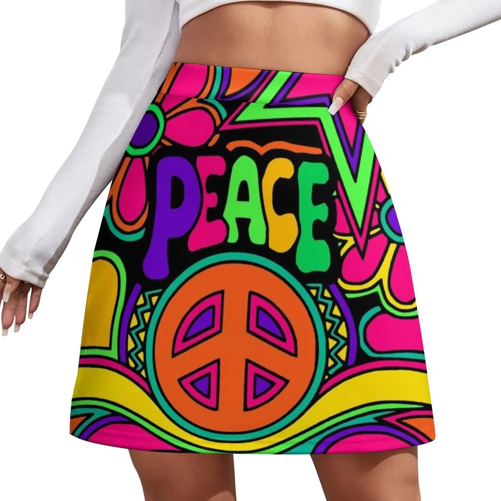 

Pretty Pink n Colorful Hippy Trippy Design Mini Skirt Evening dresses skirt set