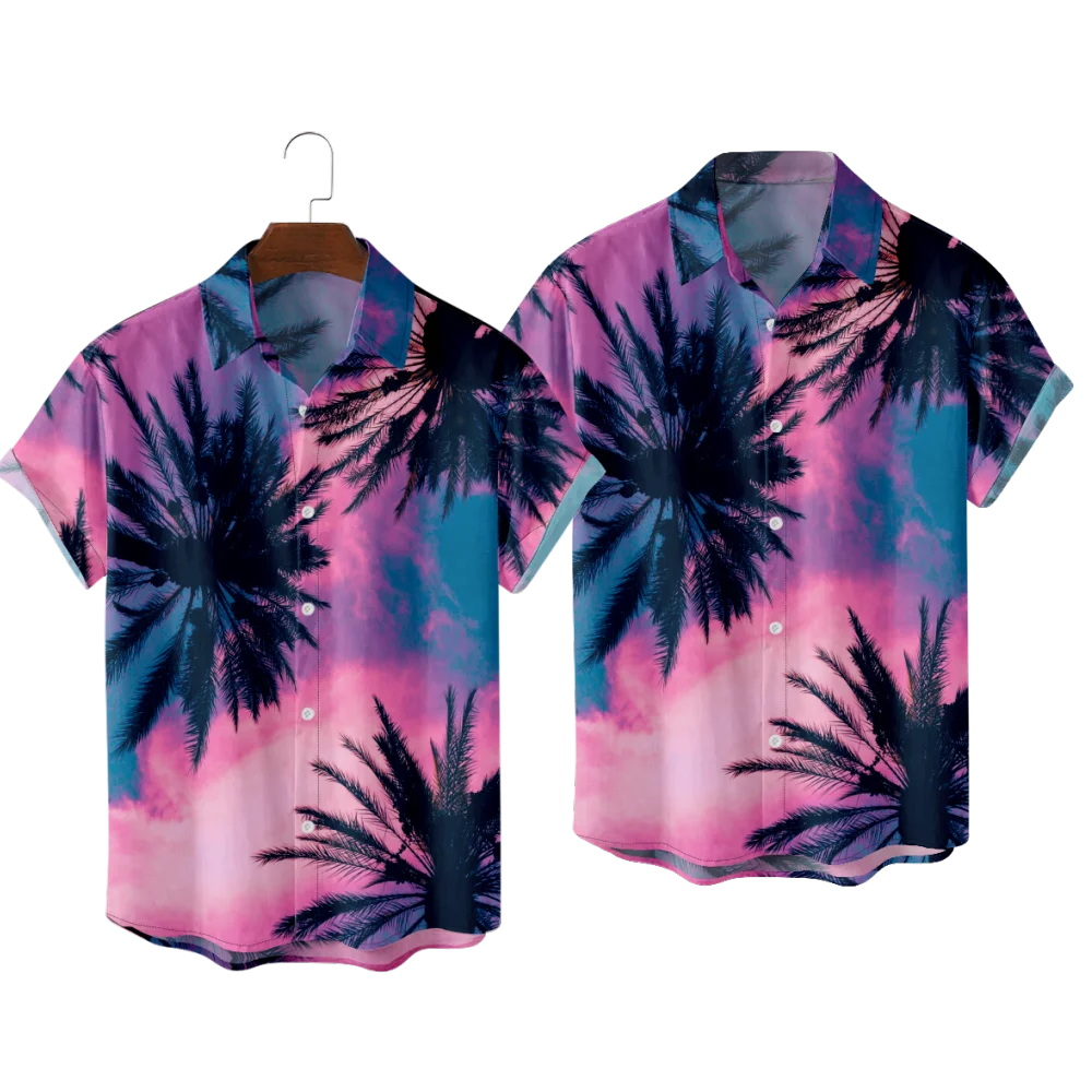

Hawaiian Shirts for Men Cool Vaporwavet Style Print Sky Short Sleeve Shirts Hawaii Summer Beach Vacation Tops Breathable