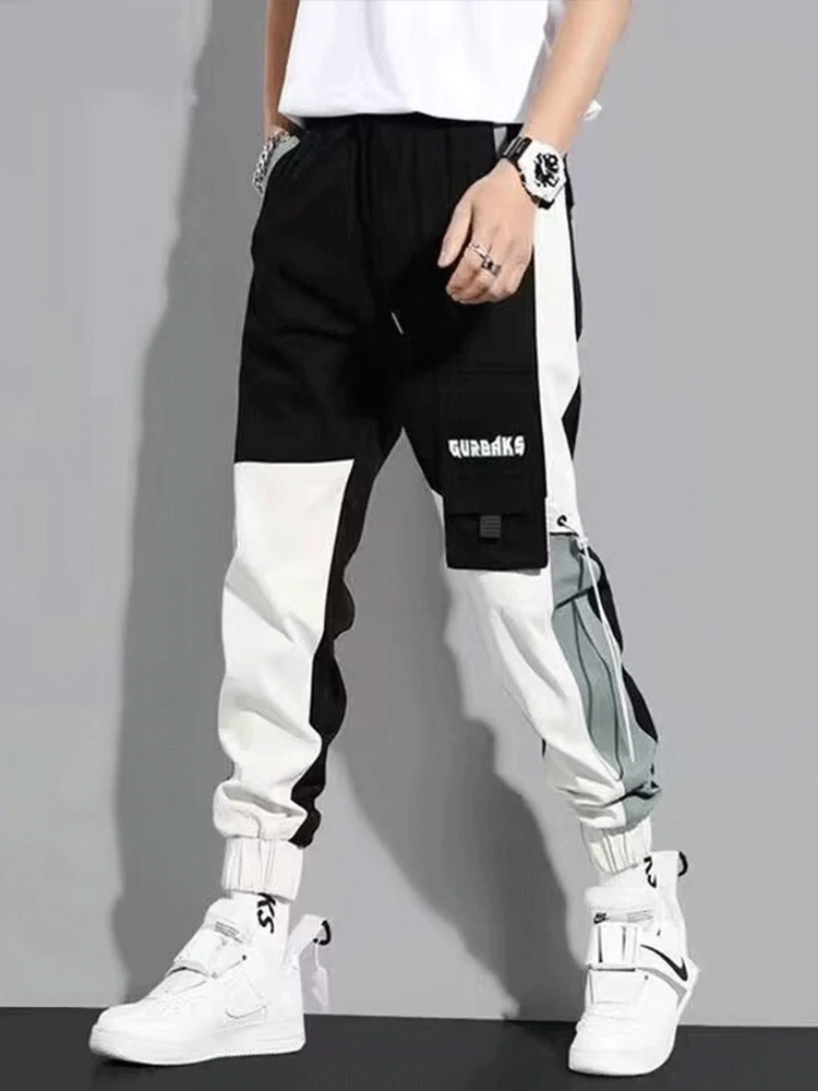 

New Winter Fleece Cargo Pans Men Streetwear Jogger Patchwork Elastic Waist Sweatpants Male Baggy Harem Pants Hip Hop Trousers