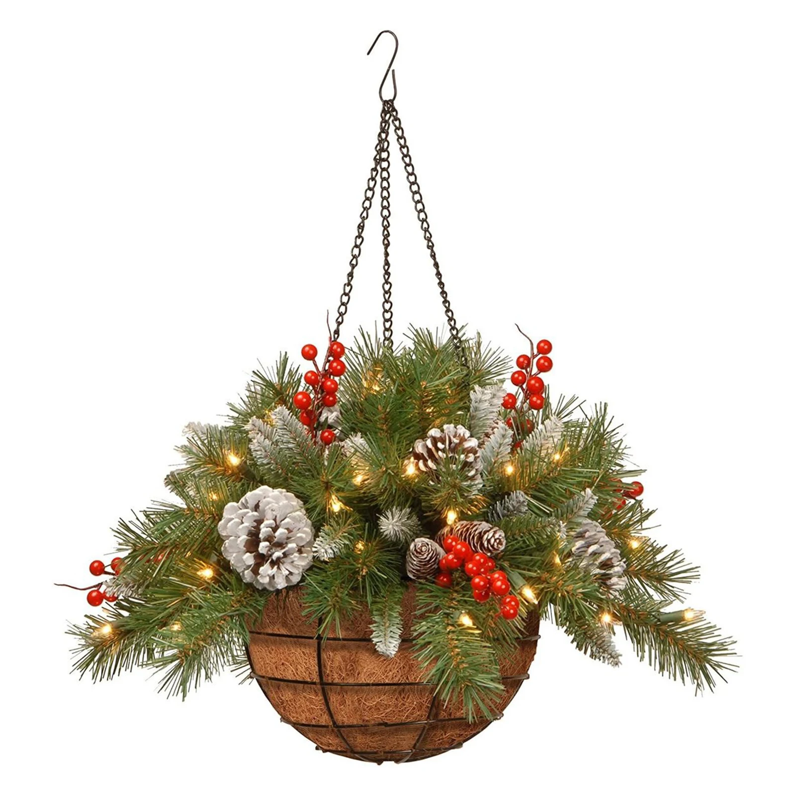 Artificial Christmas Hanging Basket Flocked With Mixed Decorations And White LED Lights Hanging Ornament Xmas Decor
Artificial Christmas Hanging Basket Flocked With Mixed Decorations And White LED Lights Hanging Ornament Xmas Decor