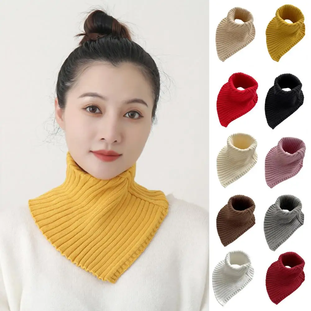 

Women Autumn Winter Knitted Fake Collar Scarf Solid Color Ribbed Warm Turtleneck Neck Warmer Detachable Windproof False Collar