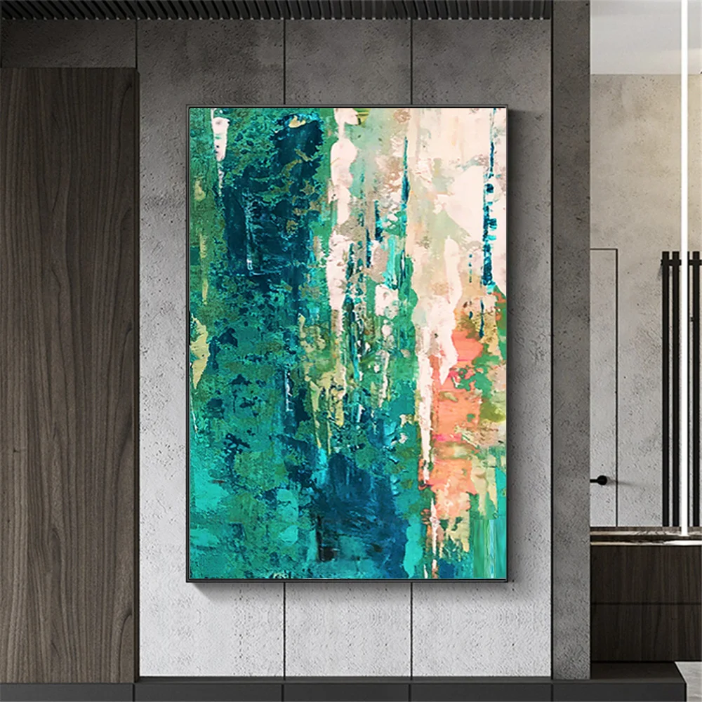 Best Design Hand-Painted Oil Painting Green Blue Grey Textured Vertical Panel Wall Art Canvas Paintings Decor Living Room Mural
Best Design Hand-Painted Oil Painting Green Blue Grey Textured Vertical Panel Wall Art Canvas Paintings Decor Living Room Mural