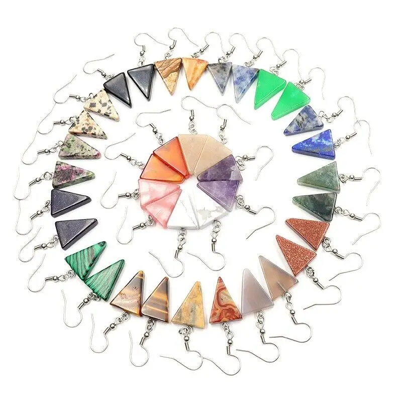 Natural Healing Crystal Silver Triangle Earrings Jewelry Charms for Women 20pair 
Natural Healing Crystal Silver Triangle Earrings Jewelry Charms for Women 20pair