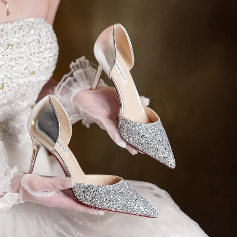 Sexy Women Pumps Sequined Cloth 6CM Thin High Heels Pointed Toe Slip-On Shallow fashion Butterfly-knot Party Wedding Shoes
Sexy Women Pumps Sequined Cloth 6CM Thin High Heels Pointed Toe Slip-On Shallow fashion Butterfly-knot Party Wedding Shoes