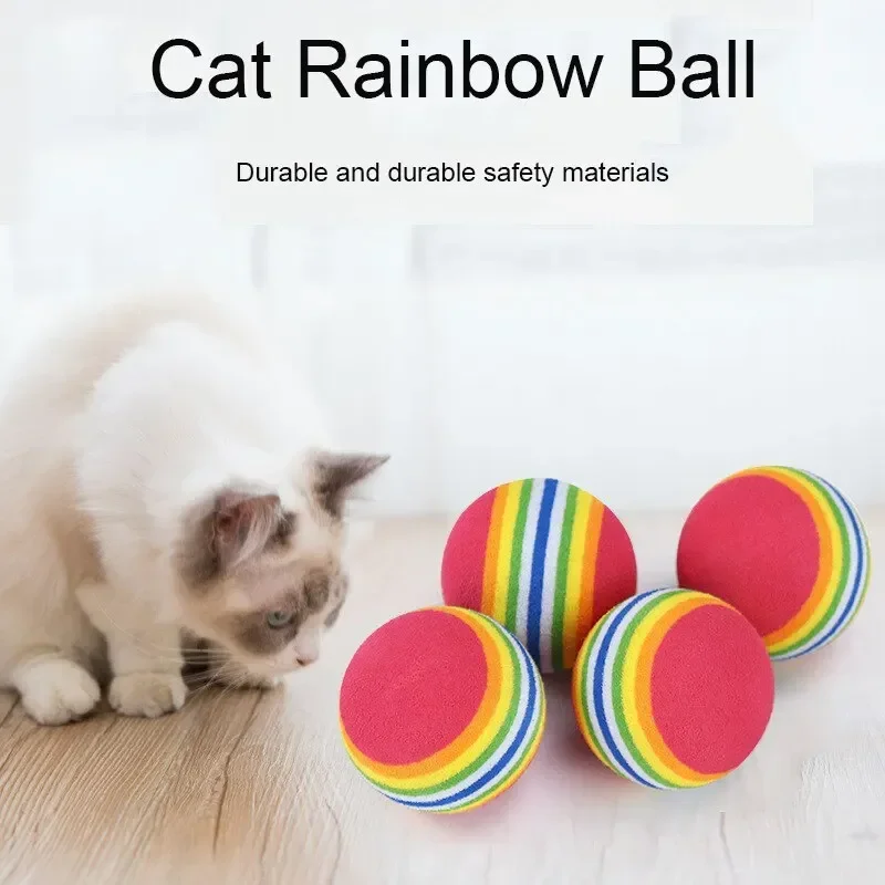 

Cat Toy Rainbow Balls Interactive for Indoor Cat Best Kitten Favorite Gift Soft Foam Ball Chase Quiet Playing Cats Stuff Supplie