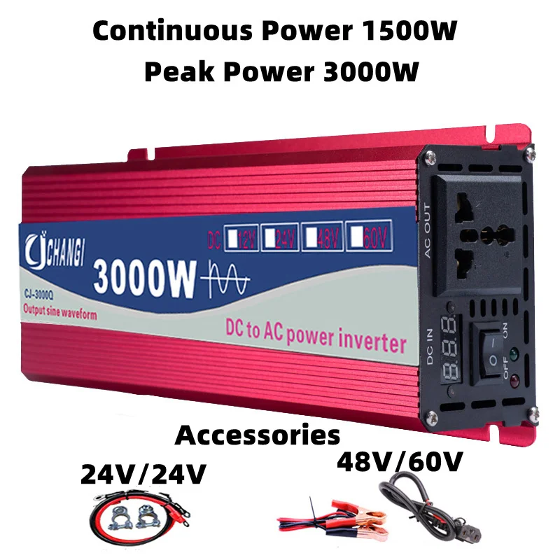 

Pure Sine Wave Inverter 1600W 2200W 3000W DC 12V 24V 48V 60V To AC 110V 120V 220V Voltage Transformer Solar Power Car Inverter