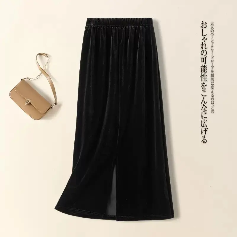 2023 New Spring Stylish Golden Velvet Skirts Women Clothes Autumn Winter Elastic High Waist Wrap Skirts Split Back A-line Skirt
2023 New Spring Stylish Golden Velvet Skirts Women Clothes Autumn Winter Elastic High Waist Wrap Skirts Split Back A-line Skirt