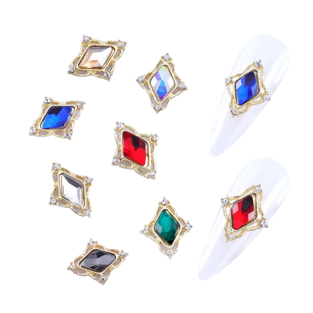 100pcs Royal Court Rhombus Floret Charms Hollow Golden Edge Mixed AB Blue Crystal Art Metallic Glass Rhinestone Nail Posh Alloy
100pcs Royal Court Rhombus Floret Charms Hollow Golden Edge Mixed AB Blue Crystal Art Metallic Glass Rhinestone Nail Posh Alloy