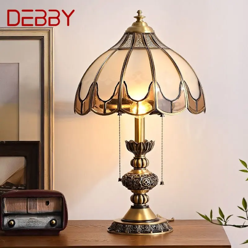 

DEBBY European Brass Table Lamp LED Modern Creative Luxury Copper Bedside Desk Light for Home Living Room Bedroom Decor