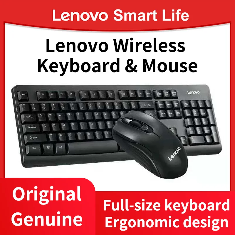 Lenovo Wireless Keyboard and Mouse Combos KN101 Full Size Keyboard Ergonomic Rugged 10m Range Wireless Transmission
Lenovo Wireless Keyboard and Mouse Combos KN101 Full Size Keyboard Ergonomic Rugged 10m Range Wireless Transmission