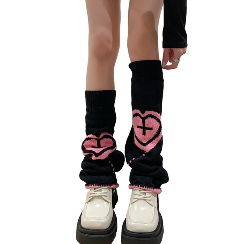 

Girls Lolitas Leg Warmers Y2K Knitted Flared Leg Sleeves Goth Baggy Cuffs Ankle Heap Socks JK Uniform Foot Cover