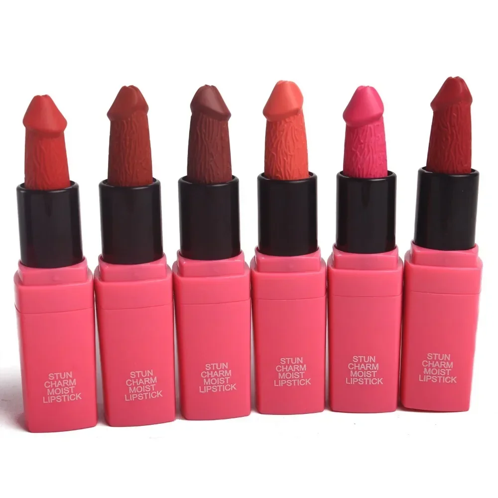 

12 Colors Penis Shape Mushroom Long Lasting Moisture Cosmetic Lipstick Lips Makeup Lipstick cosmetic batom