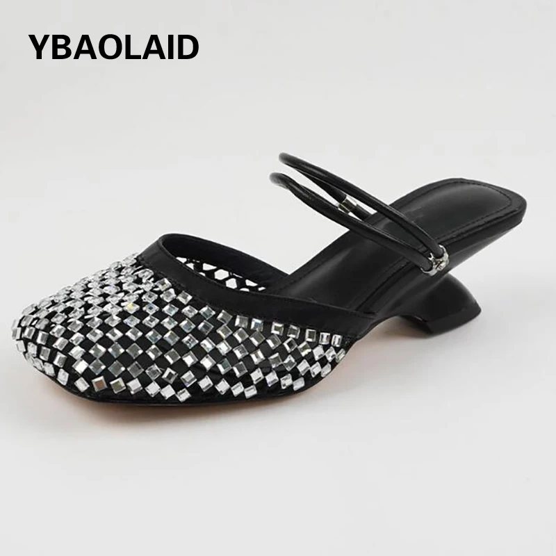 Bling Bling Rhinestone Women Sandals Square Toe Mid Strange Heels Summer Shoes Fashion Mesh Hollow Outside Slides Sliver Black
Bling Bling Rhinestone Women Sandals Square Toe Mid Strange Heels Summer Shoes Fashion Mesh Hollow Outside Slides Sliver Black