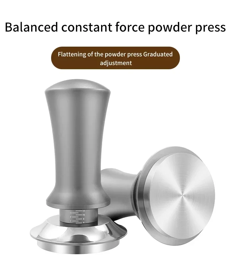 

Flat With Scale Springs Coffee Base Adjustable Calibrated 49mm/53.3mm/58.5mm Espresso Stainless Tamping Steel Height 30lb Tamper
