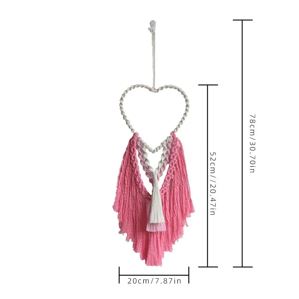 Heart-Shaped Macrame Tapestry - Hand-Woven Wall Art with Tassels 1 S1d4325e1e5de4c3cb0920fd6fd107cb3r