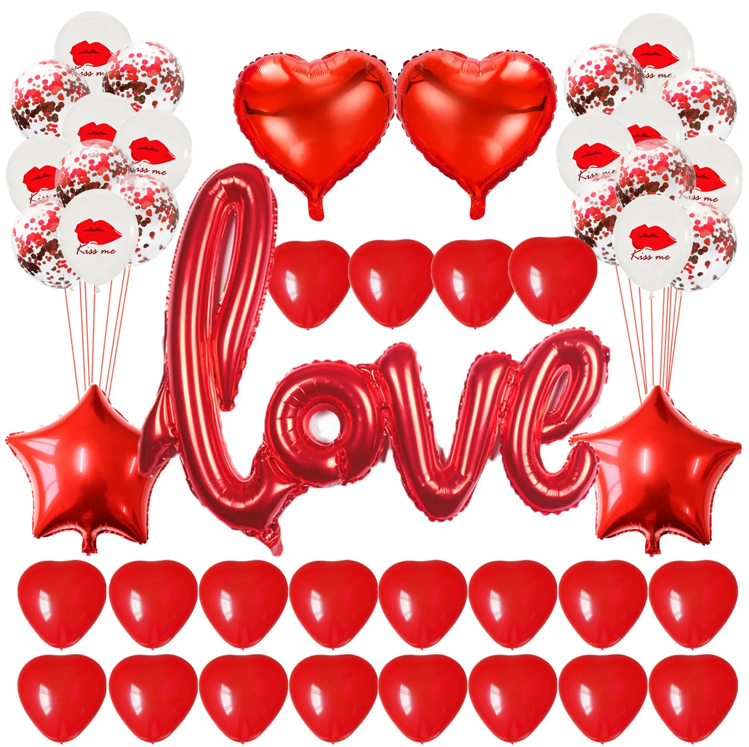 

valentines day 2023 Decorations confetti Letter Foil Balloon Party Decoration Red Latex Arch Kit 48pcs Red LOVE Letter Balloons