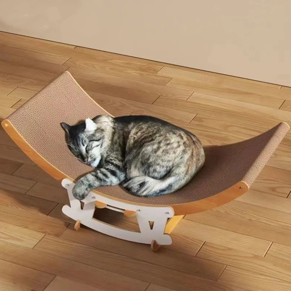 

Cat Rocking Chair Swing Sofa for Cats Paper Scratch Board Wooden Frame Beds & Furniture Scratching Post Pet Nest House Supplies