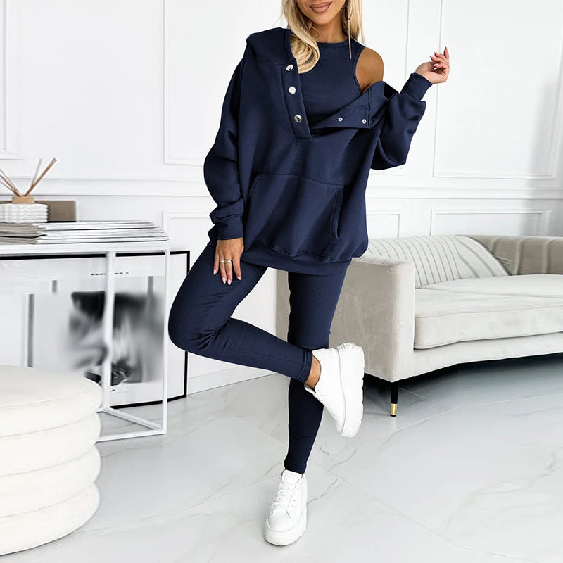 New Fashion Spring Loose Suits Elegant Solid Color Sports Casual Outfits Female Long Sleeve Button Hoodies & Long Pants 2pc Set
New Fashion Spring Loose Suits Elegant Solid Color Sports Casual Outfits Female Long Sleeve Button Hoodies & Long Pants 2pc Set