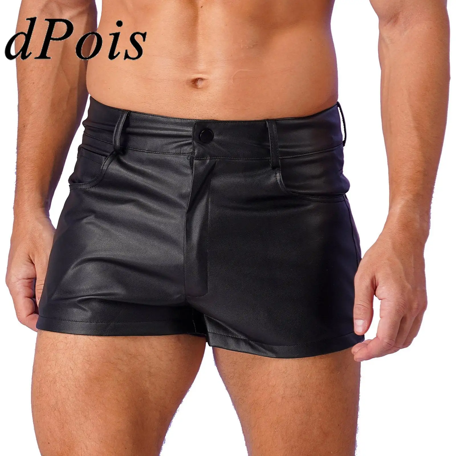 

Hot Shorts for Mens Stylish PU Leather Casual Trunks Short Pants for Festival Party Pole Dance Men's Clubwear Boxers Shorts