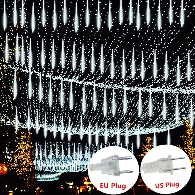 

30cm/50cm 8 Tubes Waterproof Meteor Shower Rain LED String Lights for Outdoor Holiday Christmas Decoration Tree Fairy Lights New