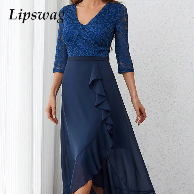 Повседневное Универсальное длинное платье с V-образным вырезом, модное женское элегантное платье в стиле ретро с длинными рукавами и кружевом, необычное платье-пуловер с оборками 
Повседневное Универсальное длинное платье с V-образным вырезом, модное женское элегантное платье в стиле ретро с длинными рукавами и кружевом, необычное платье-пуловер с оборками