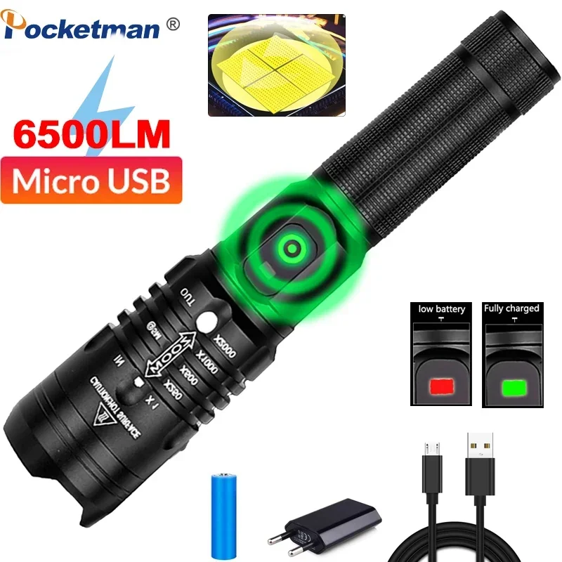 

Super Bright LED Flashlight Aluminum Alloy Zoom Flashlights Waterproof Torch by 18650 for Camping Hiking Hunting Fishing