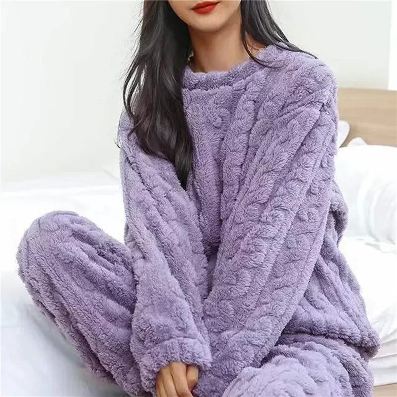

Зимняя Пижама с рукавами Jodimitty, однотонные комплекты, теплая длинная Пижама, Женская бархатная Коралловая осенняя одежда для сна, плотная фланелевая домашняя одежда