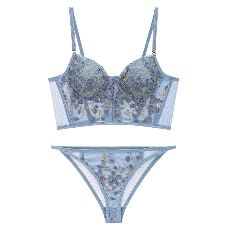 Retro sexy court flower embroidered lace underwear thin soft steel ring closure breast gathering French bra set
Retro sexy court flower embroidered lace underwear thin soft steel ring closure breast gathering French bra set