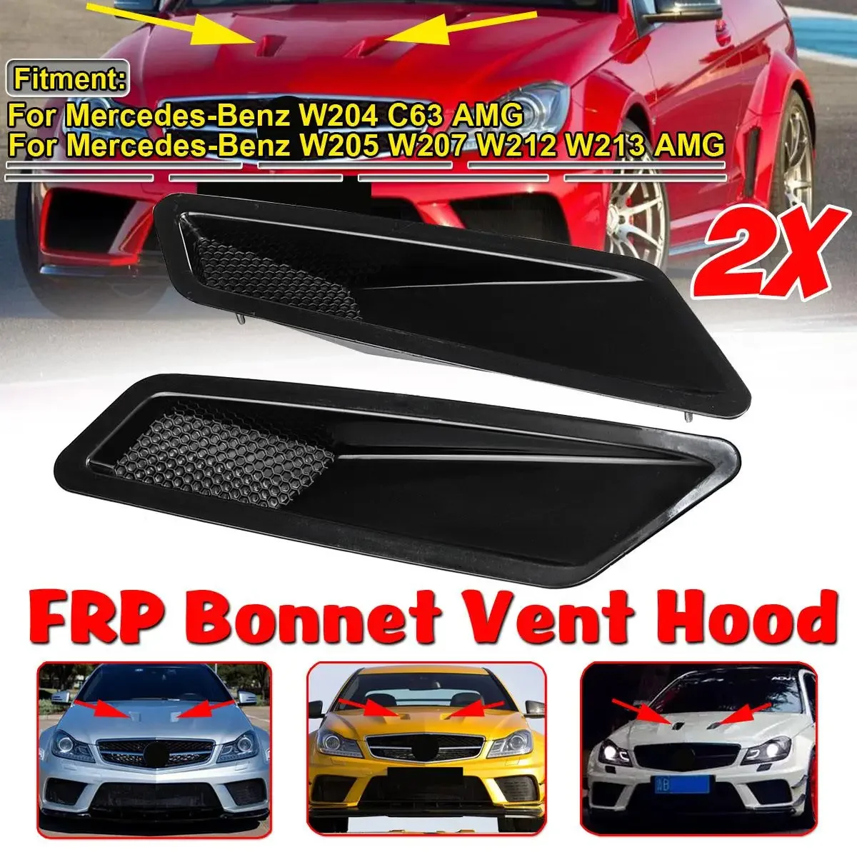 

2x Car Air Hood Vent Air Intake Scoop Bonnet Louvers For Mercedes For Benz W204 C63 W205 W207 W212 W213 For AMG Sedan For Coupe