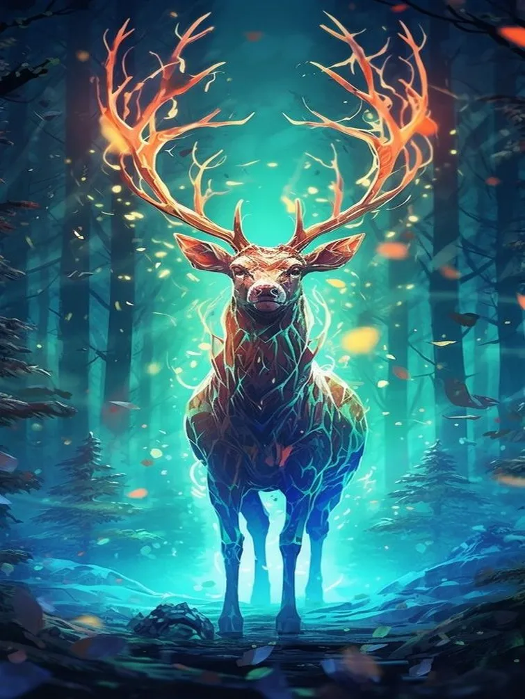 

JMINE Div 5D Elk Mythical Deer Forest Tree Full Diamond Painting cross stitch kits art animal 3D paint by diamonds