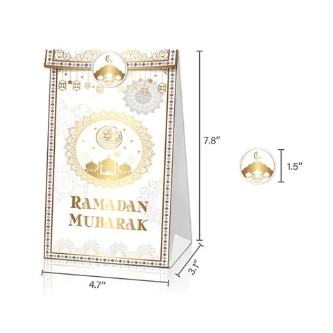 

12Pcs Ramadan Gift Bag Eid Mubarak Gift Bag Paper Candy Bag Happy Islamic Muslim Festival Favor Bag Ramadan Kareem Decoration